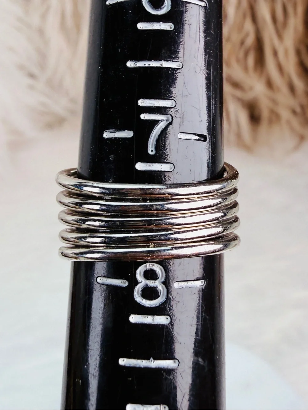 Stacked Coil Silvertone Bling Modern Statement Ring sz 7.5